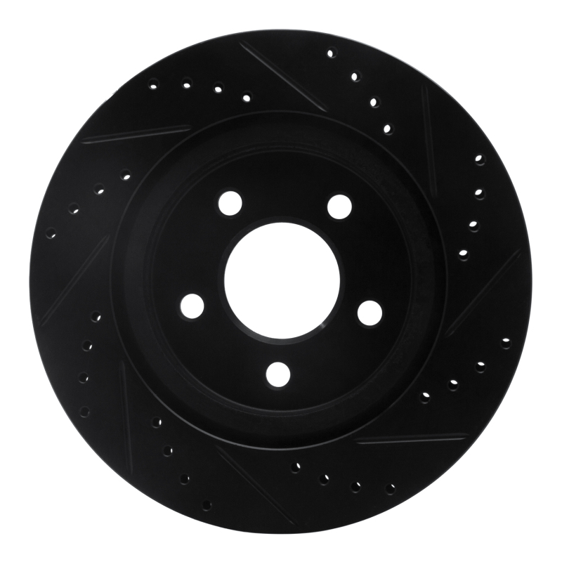 Ford Mustang Brake Rotor (1) - Rear Left - R1 Concepts - Drilled & Slotted - Black - `05-`14